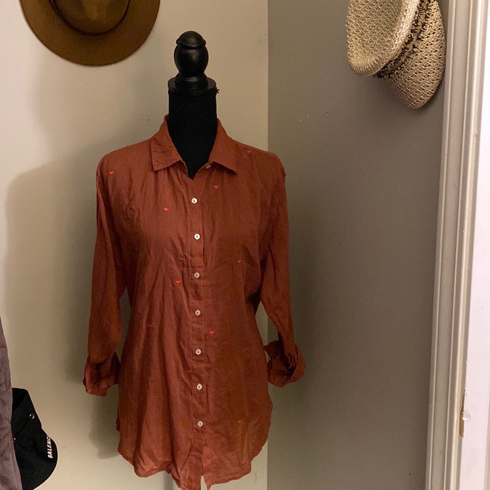 Sundry Rust Heart me button down😍🥰